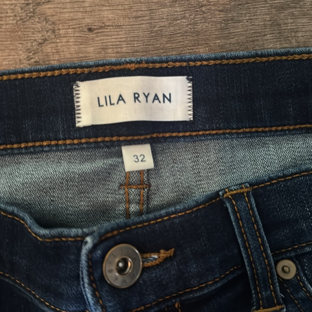 LILA RYAN Solid Blue Ankle Stretch Mid Ride Jeans Size 32 - Picture 6 of 12